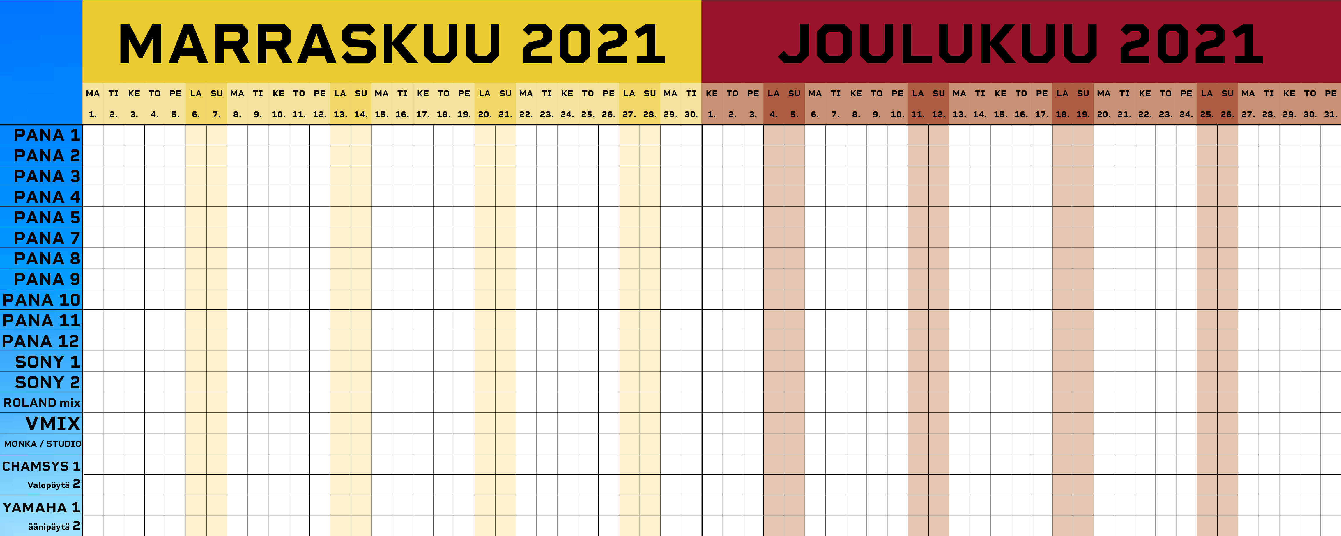 Kaluston lainaus kalenteri